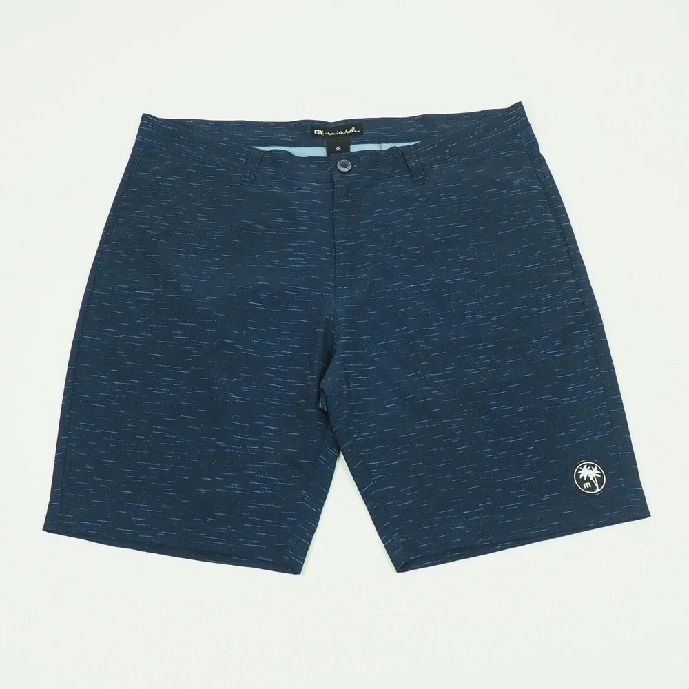 New Travis Mathew Solo Trip Hybrid Golf Chino Shorts Mens 38 Navy Blue Stretch